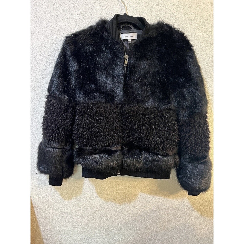 John + Jenn Womens Extra Small Black Full Zip Pockets Sherpa Bomber Jacket